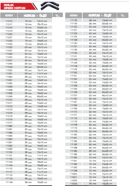 PARLAK DİRSEK HORTUM