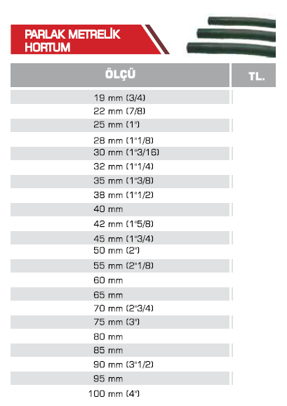 PARLAK METRELİK HORTUM
