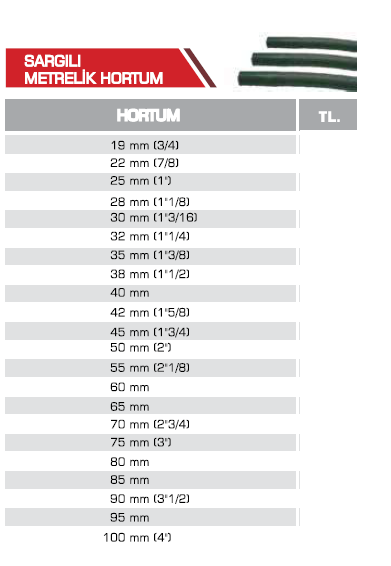 SARGILI METRELİK HORTUM